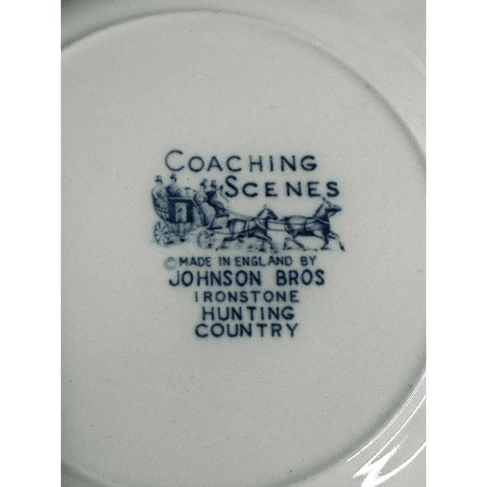 Johnson Bros England Blue Coaching Scenes Ironstone Hunting Country Plate - Picture 3 of 5